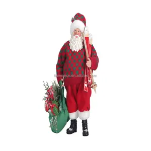 Decoración de Papá Noel de estilo informal de 11 pulgadas, juguetes de Navidad, decoración de habitación de Navidad, Papá Noel de pie, Papá Noel con regalos