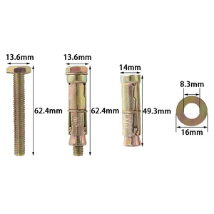 Nhà Máy Nhiệm Vụ Nặng Nề Màu Vàng 3 Pcs 4Pcs Sửa Chữa Nhẹ Thép Lỏng Mở Rộng <span class=keywords><strong>Rawl</strong></span> Bolt Lá Chắn Neo Mạ Kẽm Kết Thúc - Product Image 3