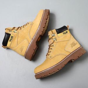 Bottes de travail jaunes en cuir de vachette pleine fleur de haute qualité pour l'extérieur, imperméables et respirantes, pour adultes - Product Image 6