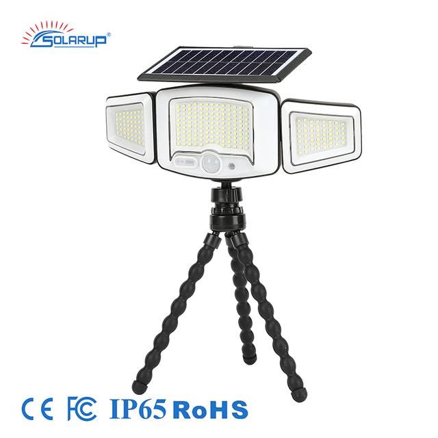 Solarup Solar Motion Sensor IP65 Landscape Triple Head Light Ground Stake LED Spotlight Path Light Outdoor Garden Lamp