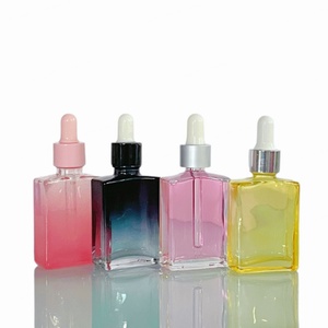 Bouteilles en verre rectangulaires colorées personnalisées pour soins de la peau, sérum facial, huile, 30 ml, flacons compte-gouttes carrés en verre, 1 oz - Product Image 5