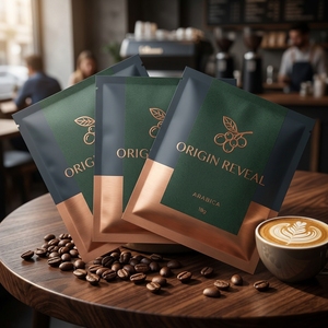 Sacchetto per Imballaggio Caffè Personalizzato con Marchio OEM, in Materiale Composito PE di Grado Alimentare, Minimalista con Tre Lati Sigillati, per Tè in Polvere - Product Image 5
