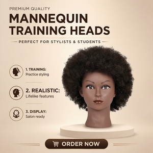 Tête de mannequin <span class=keywords><strong>afro</strong></span> premium pour peaux foncées avec base, idéale pour l'affichage en salon de coiffure et la présentation visuelle en magasin de perruques - Product Image 4
