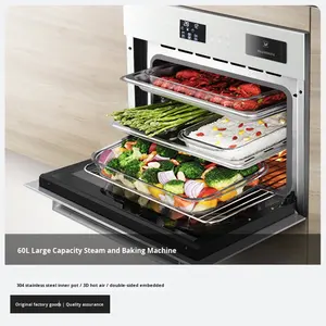 <span class=keywords><strong>Horno</strong></span> de Convección Integrado de Acero Inoxidable AUMAN de 60L, Vaporera Eléctrica 2 en 1, Vidrio Templado de 3 Capas, Control Táctil LED, Bloqueo para Niños - Product Image 3