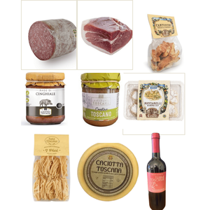 La Dispensa Toscana, Cesta de Regalo Toscana con Especialidades de Prato y Siena, Set de Regalo Italiano Hecho a Mano de Lujo con Temática Navideña - Product Image 1