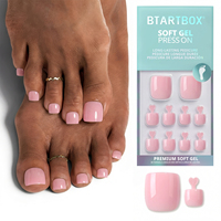 BTArtbox doux Gel XCOAT 3D Floral presse sur les ongles en gros court amande fait à la main bleu français pointe faux ongles