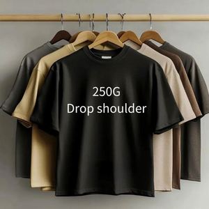 Design High Quality Oversized Men's Drop Shoulder T-Shirts 250g Heavy Cotton Custom Logo 100% Cotton High Street Style - Product Image 2