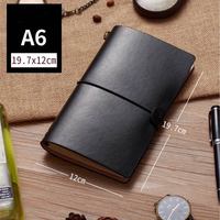 Carnet multifonction A6 vintage à couverture rigide en cuir PU, porte-cartes de poche, journal rechargeable, agenda avec bande élastique