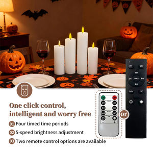 Lilin LED pilar besar tanpa api, tekstur simulasi, dengan remote timer, baterai, efek lilin berkedip, untuk dekorasi festival - Product Image 2