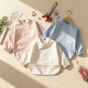Tablier de bébé imprimé animaux mignons, imperméable en PU, à manches longues, pour l'alimentation et les repas, pour tout-petits - Product Image 4