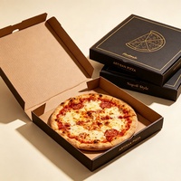 Boîte à pizza rectangulaire en carton noir de 12 pouces, design personnalisé sur mesure, imprimée avec logo