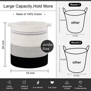 Cesta de Cuerda de Algodón Nórdica INS, Cesta Tejida para Artículos de Escritorio, Juguetes para Niños, Organizador de <span class=keywords><strong>Ropa</strong></span> <span class=keywords><strong>Sucia</strong></span> para Bebés, Cesta para <span class=keywords><strong>Ropa</strong></span> <span class=keywords><strong>Sucia</strong></span> - Product Image 5