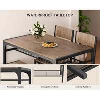Ensemble table à manger de restaurant de luxe rectangulaire en bois moderne de 4 pièces table de cuisine et 2 chaises avec banc pour 4 personnes
