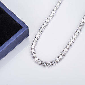 定制圆形切割DEF彩色硅石项链14k白金男女网球项链 - Product Image 5