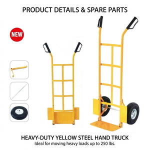 Yellow Steel Hand Cart 2 Wheel <b>Platform</b> <b>Trolley</b> Durable Industrial Utility Dolly for Moving Warehouse Transport - Product Image 4