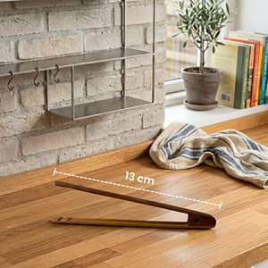 Elegant mini <b>tongs</b> crafted from 100% solid teak wood, food-safe and naturally durable, perfect for serving - Product Image 5