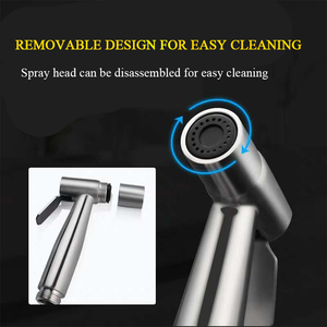 Holmine <span class=keywords><strong>304</strong></span> нержавеющая сталь Матовый никель ручной опрыскиватель Туалет Биде Shattaf Набор с t-клапаном для женщин - Product Image 4