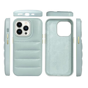 Étui de téléphone personnalisé de luxe en cuir matelassé veste d'hiver étui de téléphone 3D en tissu doux pour iphone 14 13 12 pro x xr max - Product Image 1