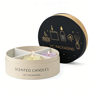 Custom <b>Round</b> Rigid Gift <b>Box</b> for Scented Candles Luxury Cardboard Packaging Safe Insert Candle Foil Stamping Custom Logo Factory - Product Image 2