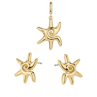 Ensemble de bijoux Gemnel Fashion, style fait main, argent sterling 925, design étoile de mer en spirale, boucles d'oreilles et collier pour un usage quotidien