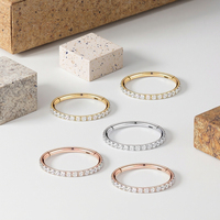 Anneau segmenté articulé en titane G23 de qualité implantable avec zircon, pour piercing de nez, septum, cartilage, bijoux de corps en titane tendance pour femmes et hommes