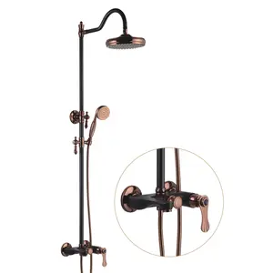 Torneira para água quente e fria, torneira para chuveiro de água estilo europeu, antiguidade, bronze com 3 funções, misturador de água, rosa dourado, preto