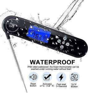 Цифровой термометр для мяса со складным щупом, водонепроницаемый IP66, голосовая сигнализация, 3-цветная подсветка, для кухни, барбекю и приготовления пищи - Product Image 3