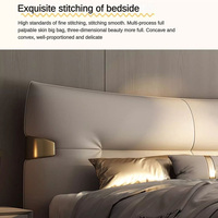 Lit King Size de Luxe en Cuir Écologique Blanc Crème, Design Moderne et Confortable, Prix de Gros pour Chambre d'Enfant