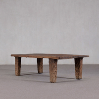 Table basse sculptée à la main avec finition antique, table basse en bois massif de style chinois pour salon