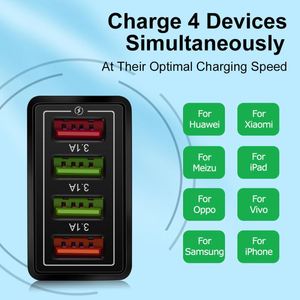 Hot Selling <b>Multi</b> Port Head 4USB 5.1A QC3.0 <b>Multi</b>-color USB Wall <b>Charger</b> Travel Adapter Fast Mobile Phone <b>Charger</b> - Product Image 5