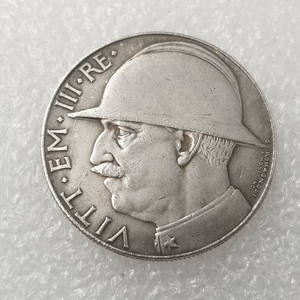 Riproduzione Moneta Antica d'Italia <span class=keywords><strong>20</strong></span> <span class=keywords><strong>Lire</strong></span> 1928 Vittorio Emanuele III KM 70 10º Anniversario Moneta in Rame - Product Image 1