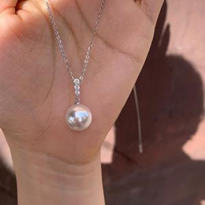 Classic Red S925 Pure <b>Silver</b> Sparkling Rose <b>Necklace</b> with Three-Row <b>Diamond</b> Women's Exquisite Luxury Fashion Pearl Jewelry - Product Image 1