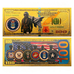Banconota Commemorativa da $100 in Foglia d'Oro delle Forze Armate USA, 6 Design, Carta da Collezione per Veterani - Product Image 2