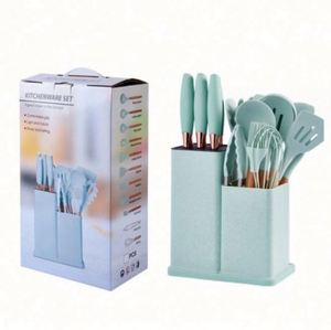 <b>Silicone</b> Kitchenware 19-Piece Kitchen Products <b>Tools</b> Storage Barrel Handle Kitchenware Suit Kitchen Knife Set - Product Image 2