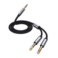 Câble audio stéréo Y-splitter 3,5 mm TRS mâle vers double 6,35 mm TS mono mâle pour haut-parleurs et microphones