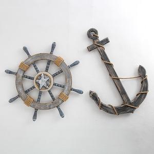 Vintage Pine Ship Wheel Wooden Wall Hanging Rustic Home <b>Decoration</b> Circular Design - Product Image 2