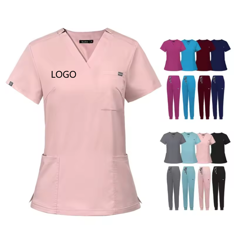 Écologique classique col en v yoga jogger de luxe uniforme d'allaitement gommages médicaux en gros pour les uniformes d'hôpital de