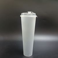 SP2689 Gobelets rigides en plastique PP de qualité alimentaire de 1000 ml (32 oz) à grande capacité, transparents et sablés, avec couvercles, personnalisables