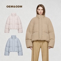 Jaket Puffer Wanita Model Batwing Lengan Pendek Bahan Matte Custom OEM, Mantel Musim Dingin Pendek, Pakaian Luar Kasual