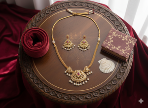 Ensemble de colliers en or mat de style antique, bijoux fantaisie, style traditionnel, pour les fêtes, collier élégant pour femmes - Product Image 3