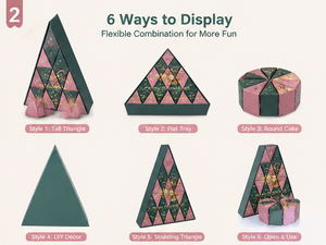 Boîte de calendrier de l'avent vert rose triangulaire avec 25 tiroirs individuels et impression personnalisée - Product Image 2