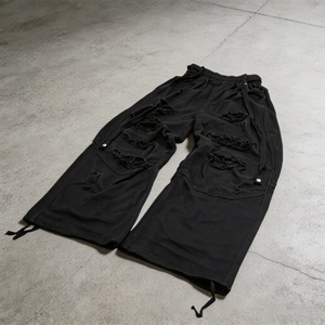 Pantalon décontracté noir déchiré pour homme avec logo personnalisé, de haute qualité, pour l'automne - Product Image 2
