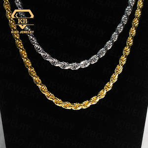 힙합 남성 목걸이 아이스드 <span class=keywords><strong>6mm</strong></span> 로프 체인 925 실버 골드 도금 모이사나이트 로프 체인 다이아몬드 컷 - Product Image 5