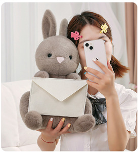 Schattig Messenger Konijn Postbode Envelop Liefdesbrief Bunny Pluche Valentijnsdag Liefdesverklaring Cadeau - Product Image 5