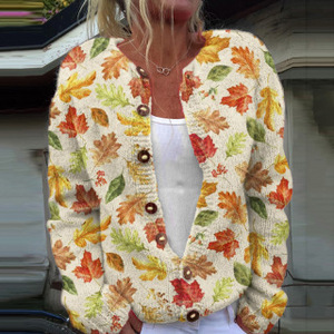 Nouveau Manteau Tricoté Décontracté à Boutons pour <span class=keywords><strong>Femme</strong></span>, Motif Floral Imprimé Numérique 3D, Style Cardigan, Faux <span class=keywords><strong>Pull</strong></span>, Collection 2026, Commerce International <span class=keywords><strong>AliExpress</strong></span> - Product Image 3