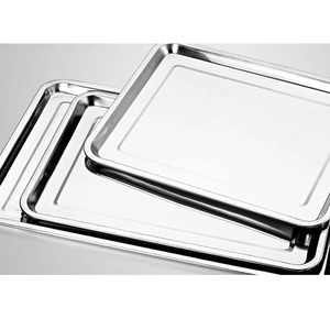 Thực Phẩm Lưu Trữ Bán Buôn Kích Thước Lớn Biểu Tượng Tùy Chỉnh Vuông Hình Chữ Nhật Thép Không Gỉ Phục Vụ Khay - Product Image 5