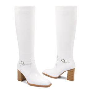 WETKISS 2026 Nuevas <span class=keywords><strong>Botas</strong></span> Modernas Blancas <span class=keywords><strong>de</strong></span> PU, <span class=keywords><strong>Elegantes</strong></span> <span class=keywords><strong>Botas</strong></span> Altas con Tacón Cuadrado para <span class=keywords><strong>Mujer</strong></span>, <span class=keywords><strong>Botas</strong></span> Largas <span class=keywords><strong>de</strong></span> Oficina con Hebilla - Product Image 4
