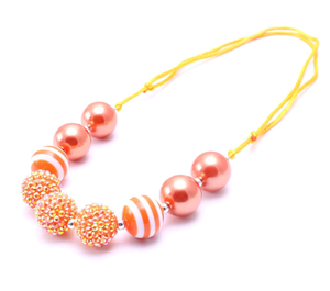 Collier pour enfants avec perles brillantes de 20 mm, perles en strass, perles rondes, collier épais, collier à cordon réglable pour petite fille, cadeaux pour bébés - Product Image 5