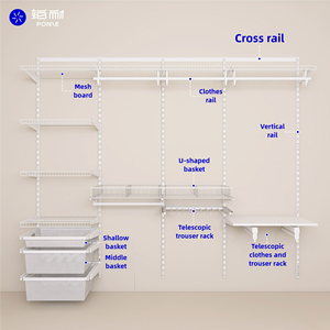 Vendita Diretta di Fabbrica, Unità di <span class=keywords><strong>Scaffalatura</strong></span> per <span class=keywords><strong>Armadio</strong></span> Personalizzata, Ante in MDF, Funzione Appendiabiti, Design Salvaspazio in Rete Metallica per Uso Domestico - Product Image 3