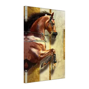 2023 Light Luxury Home Decoration Crystal Porcelain Painting Animal Art Deco Glass Horse Painting Designs